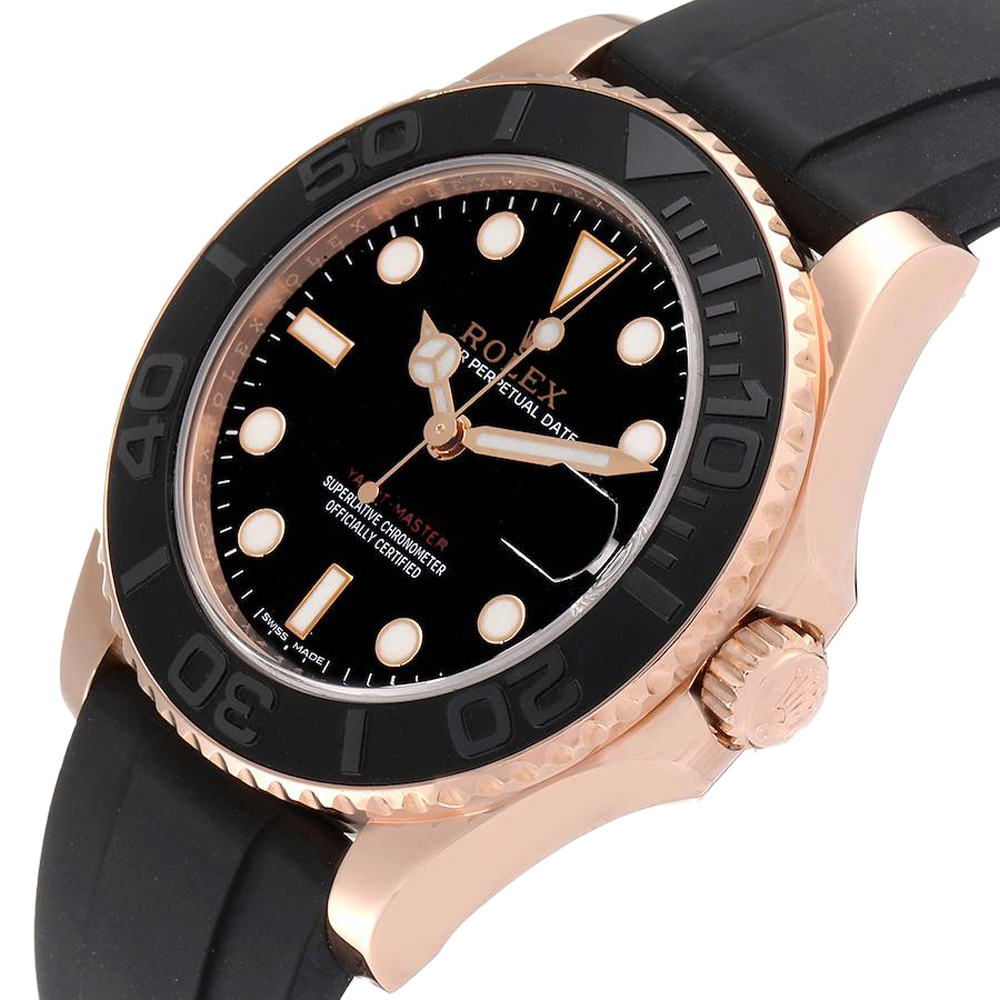 

Rolex Black 18K Rose Gold Yachtmaster 268655 Men's Wristwatch 37 MM