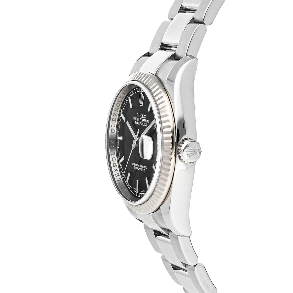 

Rolex Black Stainless Steel Datejust 116234 Men's Wristwatch 36 MM