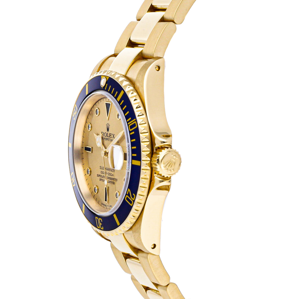 

Rolex Champagne 18K Yellow Gold Submariner 16618 Men's Wristwatch 40 MM