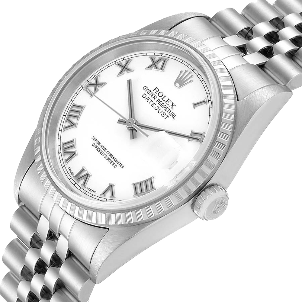 

Rolex White Stainless Steel Datejust 16234 Men's Wristwatch 36 MM