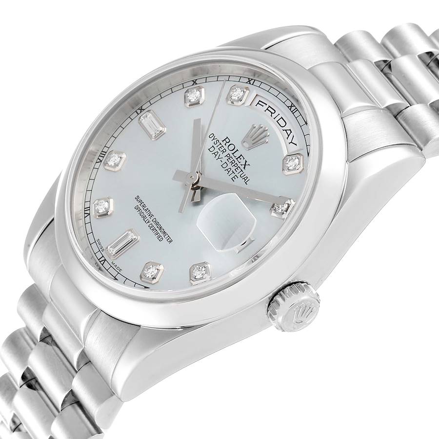 

Rolex Blue Diamonds Platinum President Day-Date 118206 Men's Wristwatch 36 MM