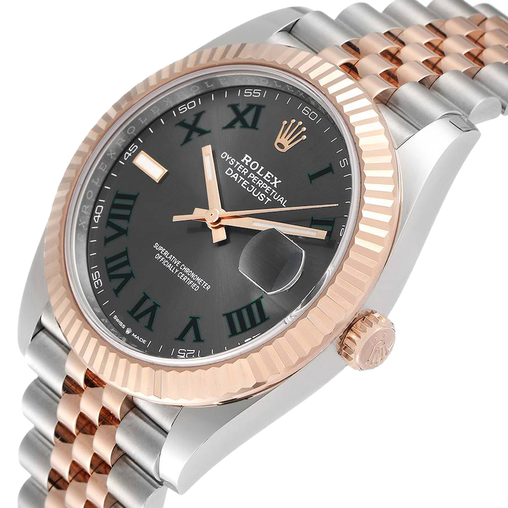 

Rolex Grey 18K Rose Gold Stainless Steel Datejust Wimbledon 126331 Men's Wristwatch