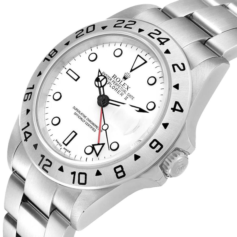 

Rolex White Stainless Steel Explorer II 16570 Men's Wristwatch