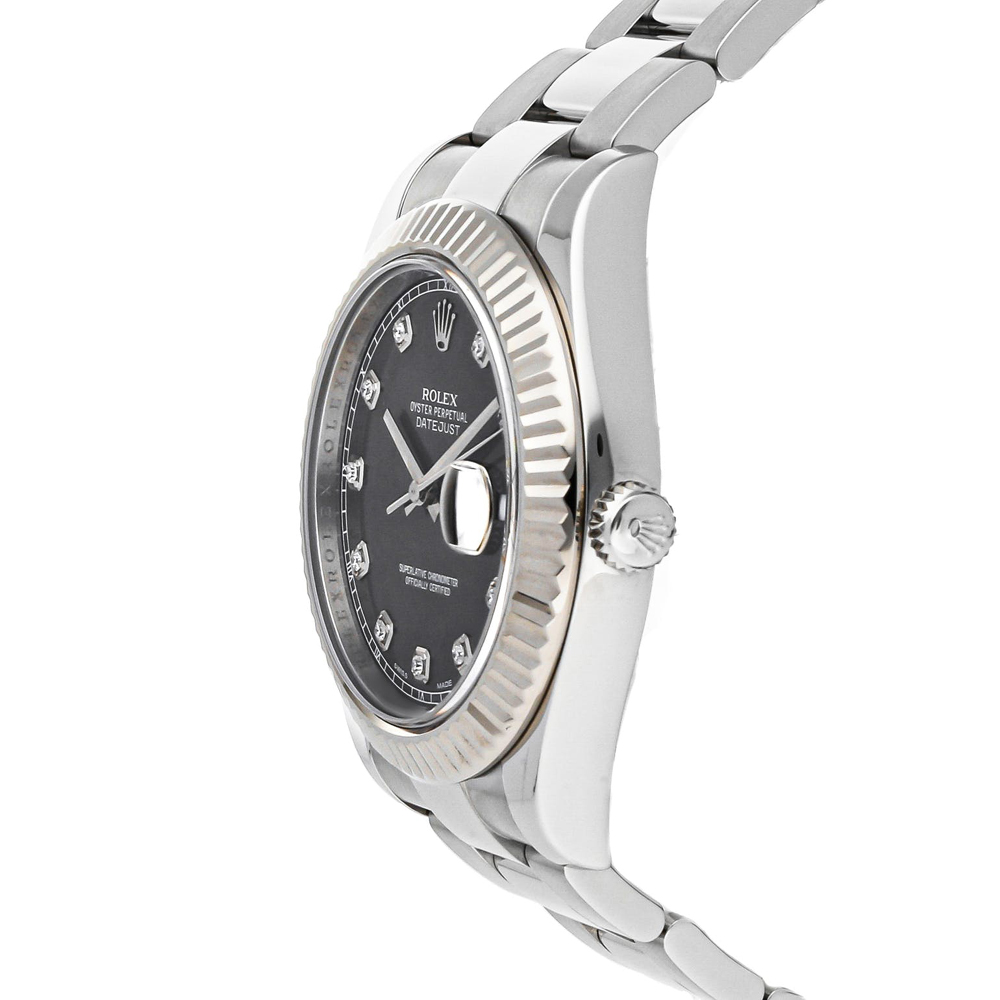 

Rolex Grey Diamonds Stainless Steel Datejust II 116334 Men's Wristwatch 41 MM