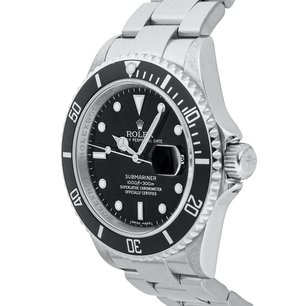 

Rolex Black Stainless Steel Submariner Date 16610 Men's Wristwatch 40 MM
