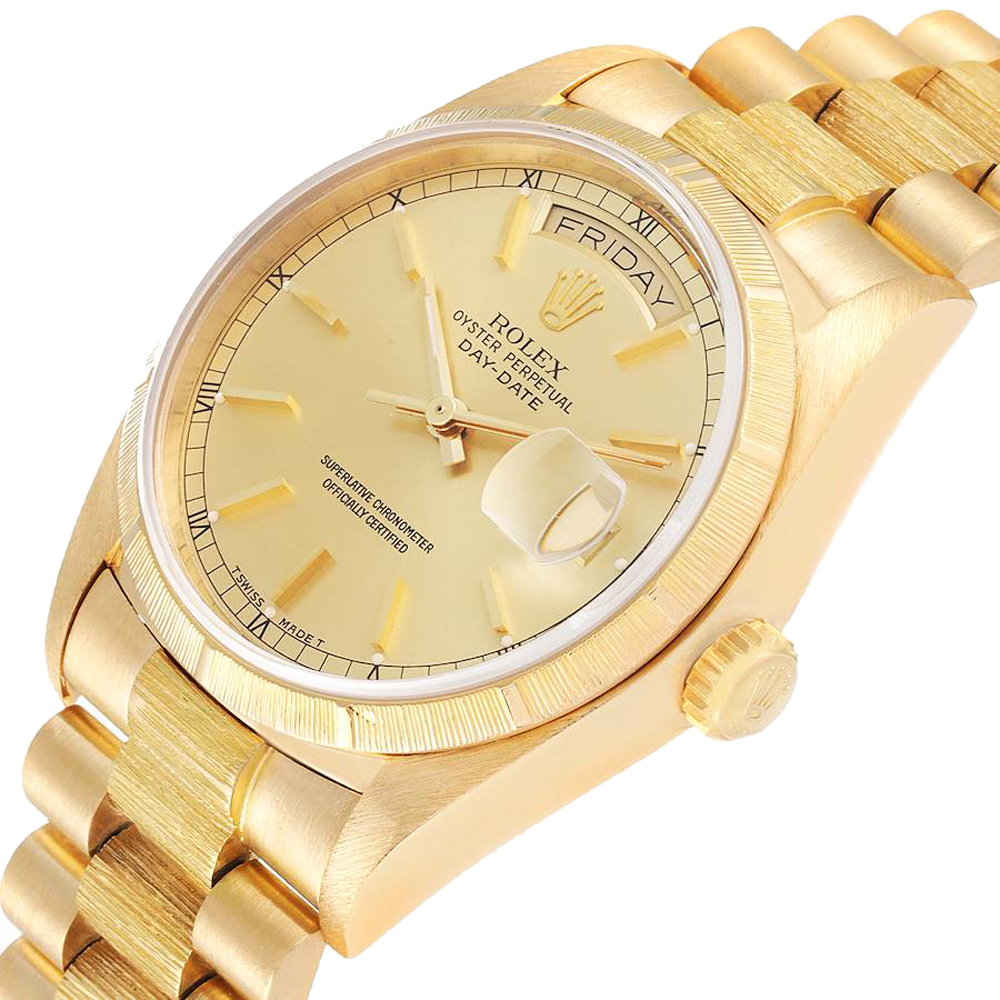 

Rolex Champagne 18K Yellow Gold President Day-Date 18078 Men's Wristwatch 36 MM