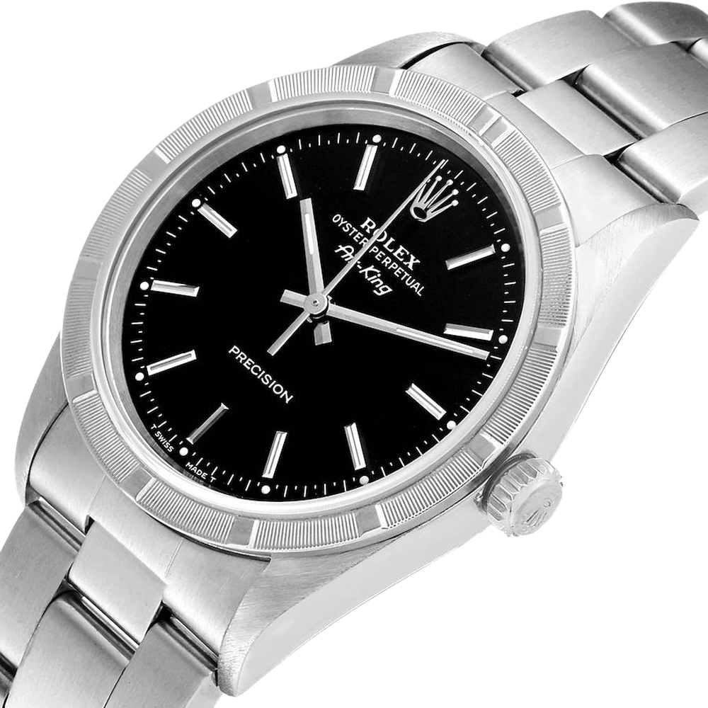 

Rolex Black Stainless Steel Air King 14010 Men's Wristwatch 34 MM