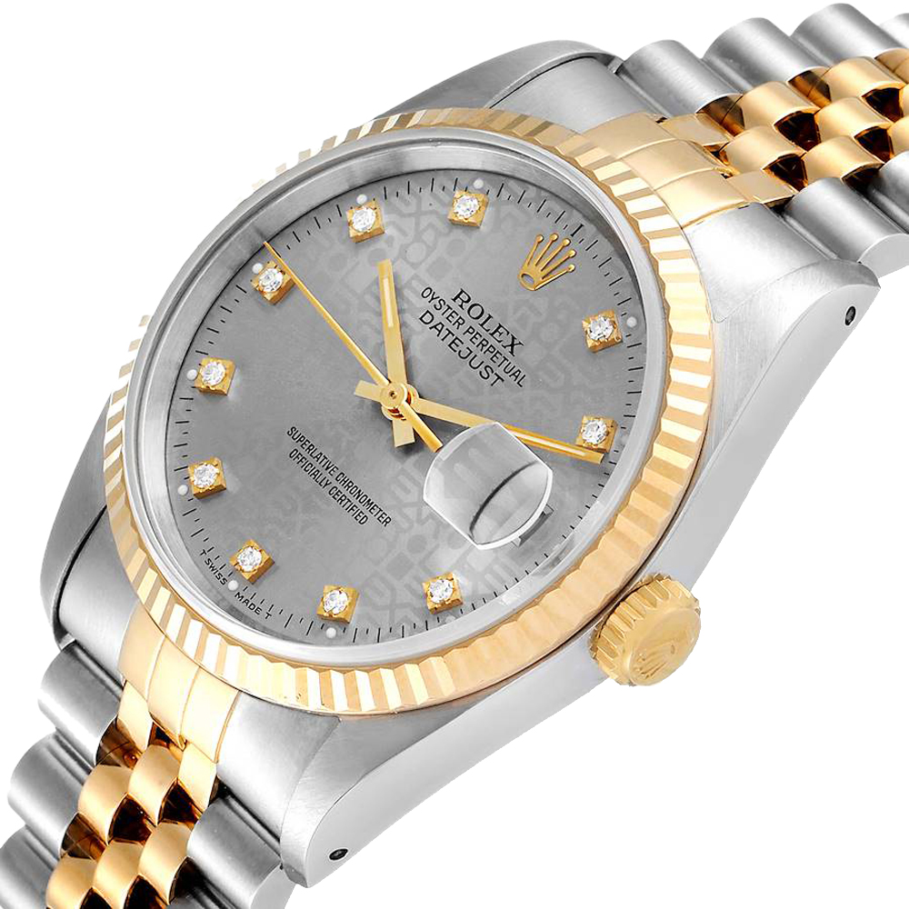 

Rolex Grey 18K Yellow Gold Stainless Steel Datejust 16233 Men's Wristwatch