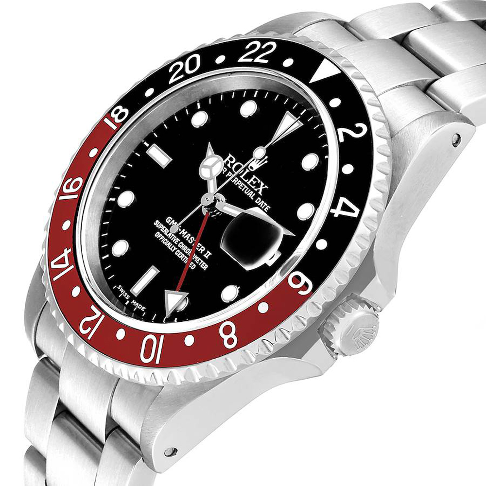 

Rolex Black Stainless Steel GMT Master II Coke Bezel 16710 Men's Wristwatch