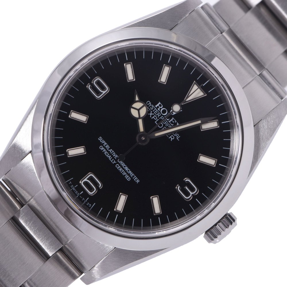

Rolex Black Stainless Steel Explorer 14270 Men's Wristwatch 36 mm
