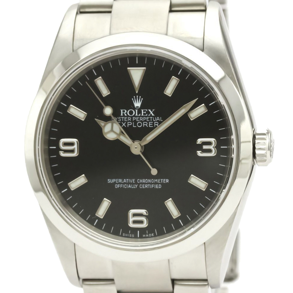 

Rolex Black Stainless Steel Explorer 114270 Men's Wristwatch 36 mm