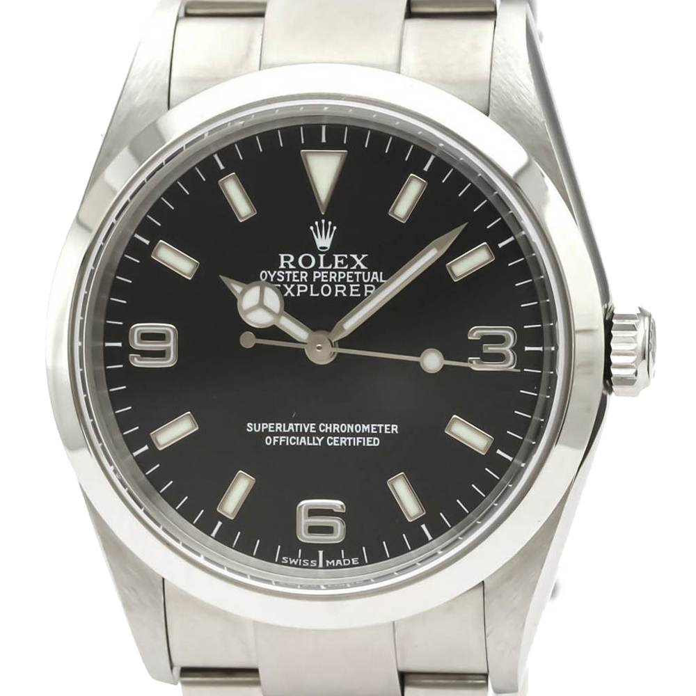 

Rolex Black Stainless Steel Explorer 114270 Men's Wristwatch 36 mm