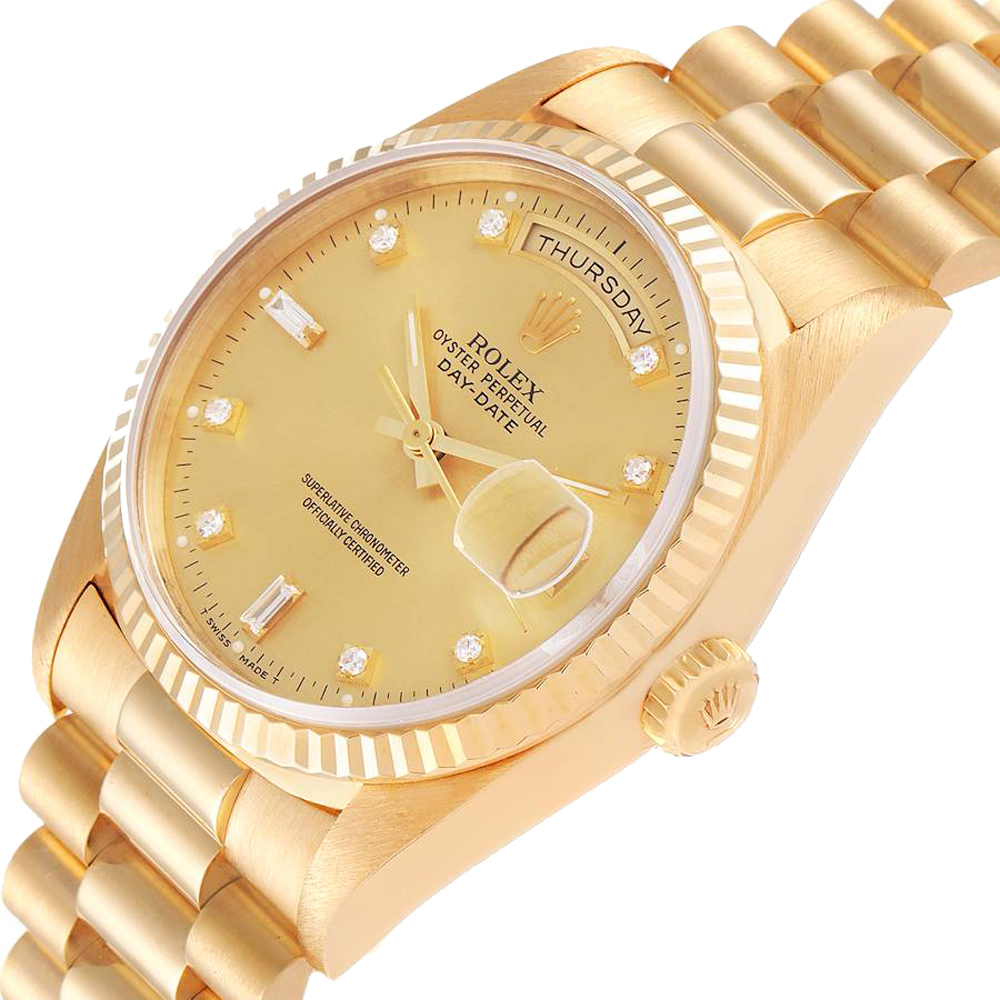 

Rolex Champagne 18K Yellow Gold Diamond President Day-Date 18238 Men's Wristwatch