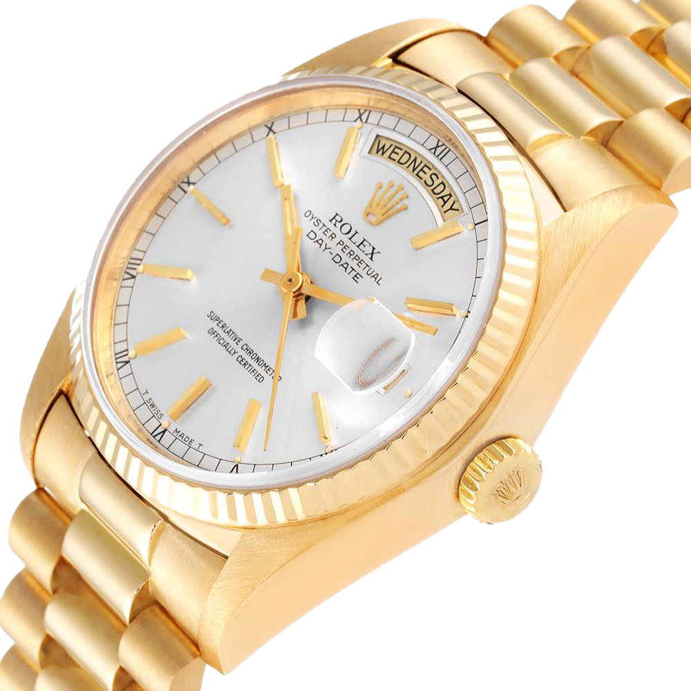 

Rolex Silver 18K Yellow Gold President Day-Date 18038 Men's Wristwatch