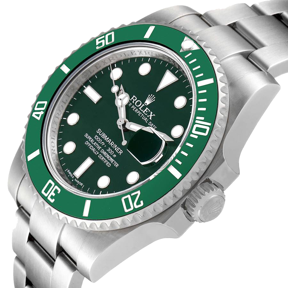 

Rolex Green Stainless Steel Submariner Hulk 116610LV Men's Wristwatch