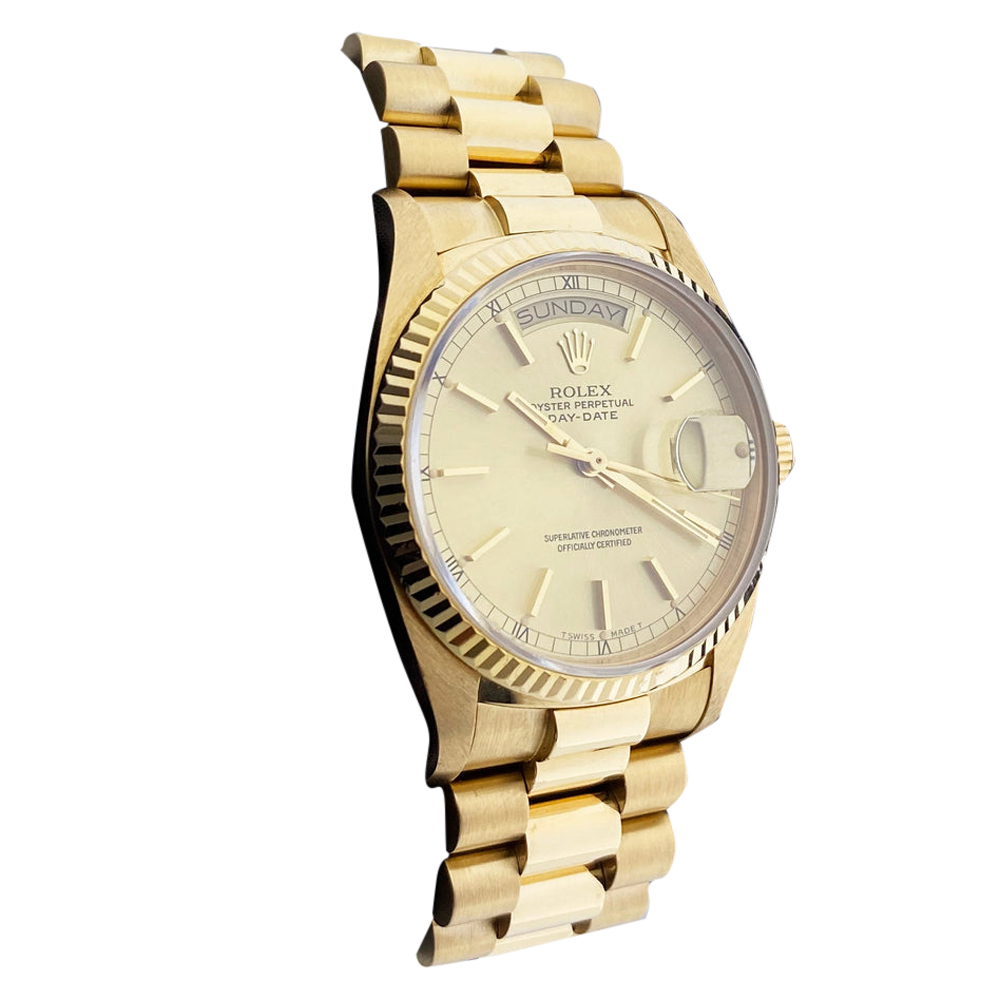 

Rolex Champagne 18K Yellow Gold President Day Date 18038 Men's Wristwatch