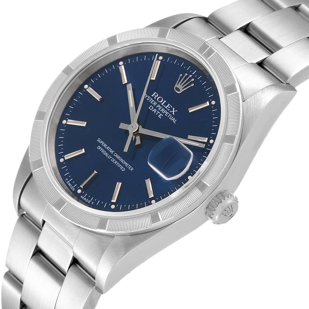 

Rolex Blue Stainless Steel Date 15210 Men's Wristwatch