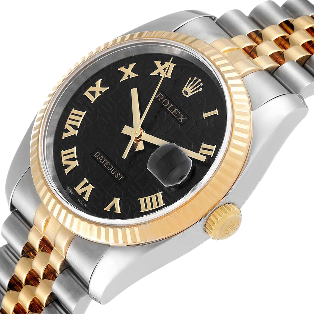 

Rolex Black 18K Yellow Gold Stainless Steel Datejust Anniversary 116233 Men's Wristwatch