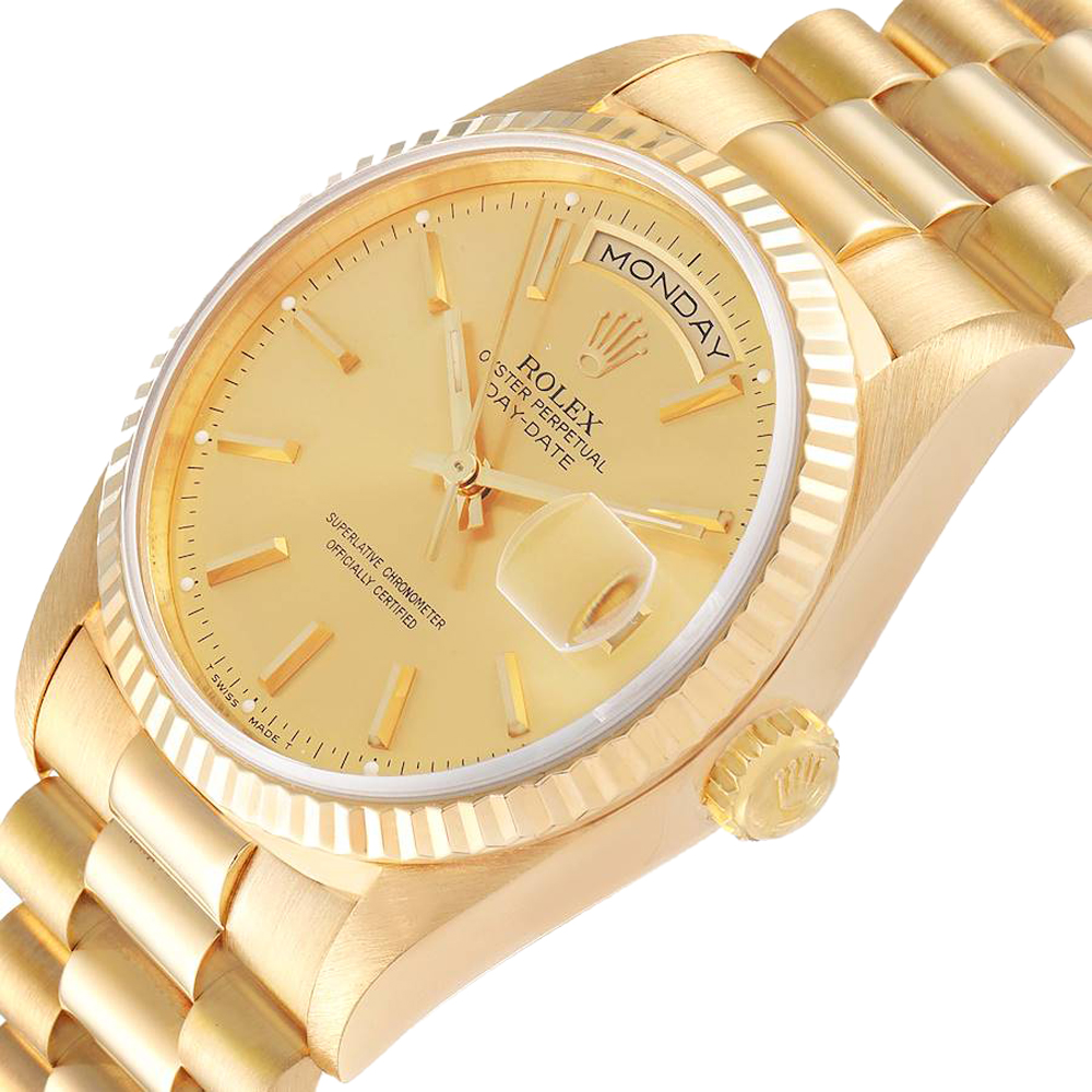 

Rolex Champagne 18k Yellow Gold President Day-Date 18238 Men's Wristwatch 36 MM