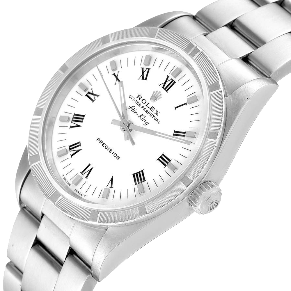

Rolex White Stainless Steel Air King 14010 Men's Wristwatch 34 MM
