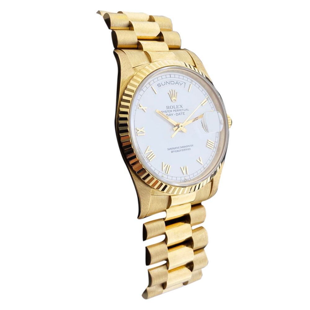 

Rolex White Yellow Gold Day-Date 18238 Men's Wristwatch 36 mm