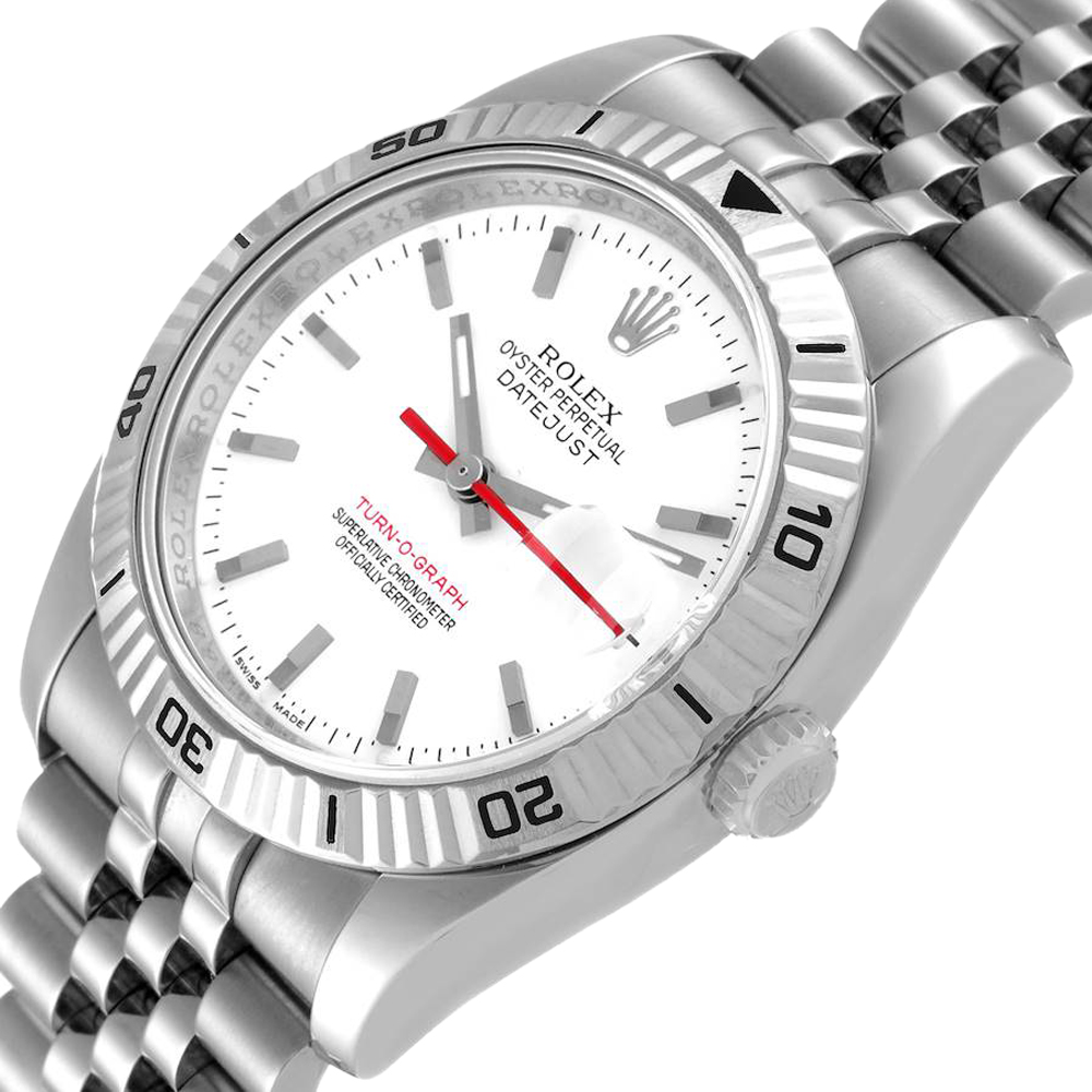 

Rolex White Stainless Steel Turnograph 116264 Men's Wristwatch 36 MM