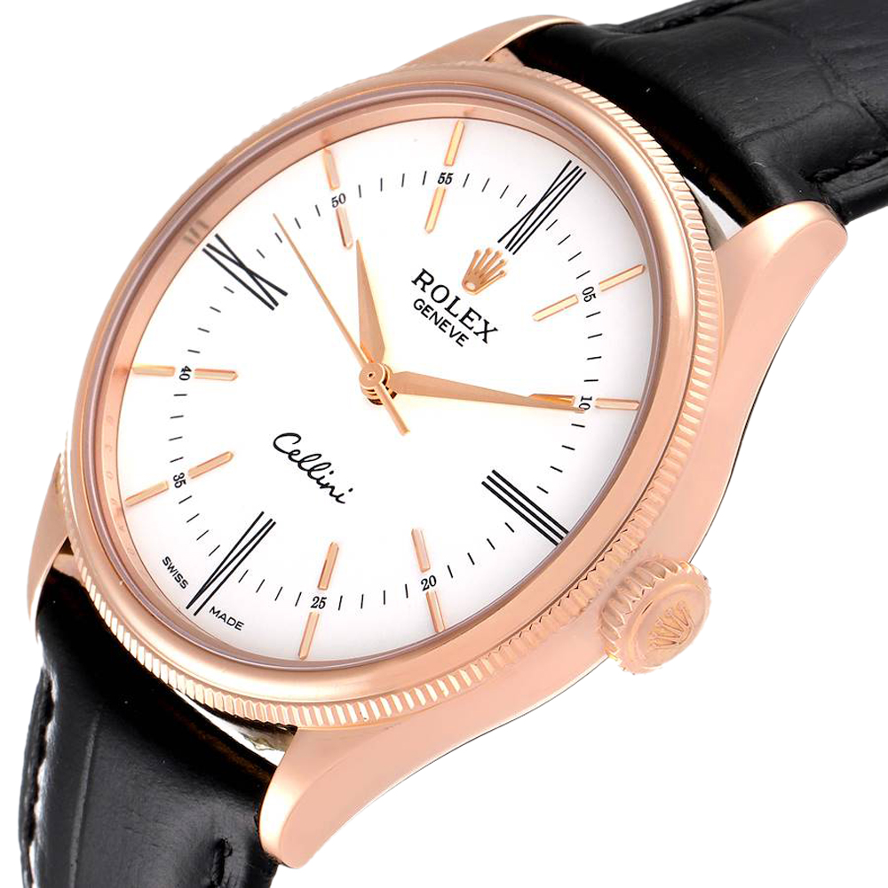 

Rolex White Rose Gold Cellini Time 50505 Men's Wristwatch 39 MM