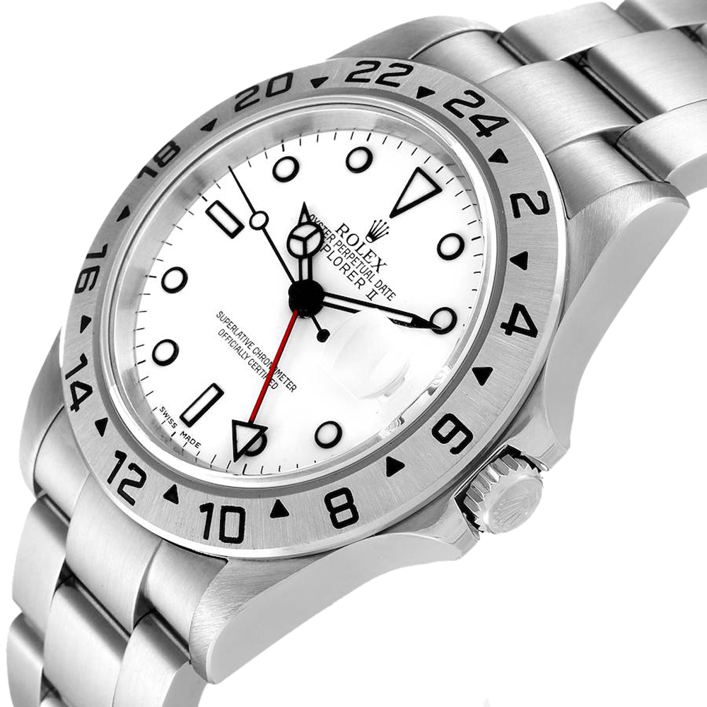 

Rolex White Stainless Steel Explorer II 16570 Automatic Men's Wristwatch 40 MM