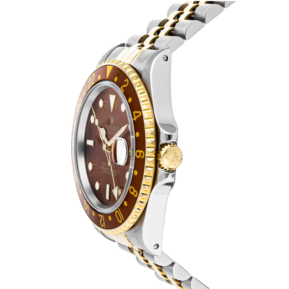 

Rolex Brown 18K Yellow Gold and Stainless Steel GMT-Master II 16713 Men's Wristwatch 40 mm