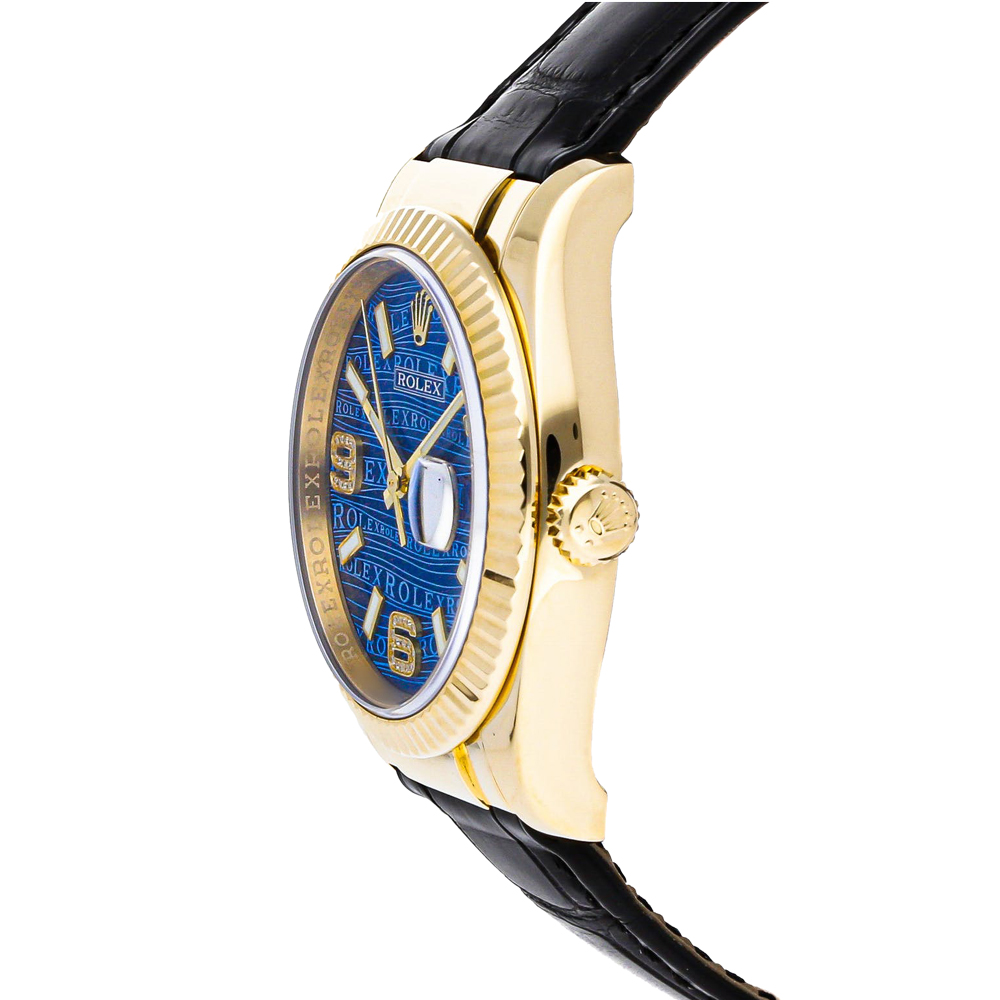 

Rolex Blue 18k Yellow Gold Datejust 116138 Men's Wristwatch 36 MM