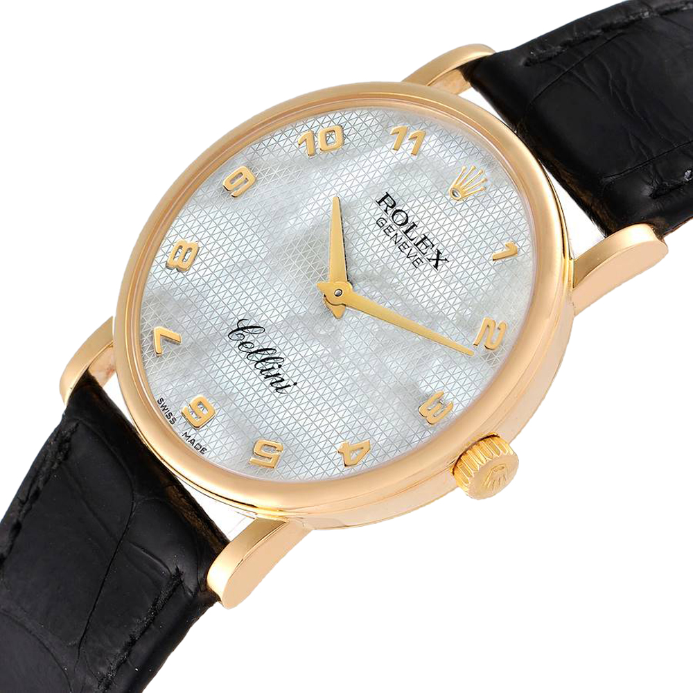 

Rolex MOP 18K Yellow Gold Cellini Classic 5115 Men's Wristwatch 32 MM, White