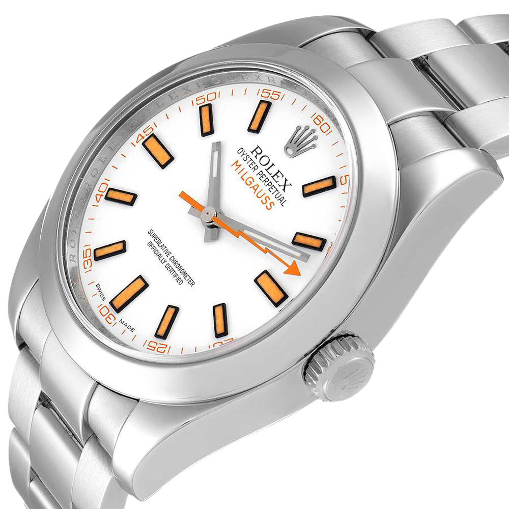 

Rolex White Stainless Steel Milgauss 116400V Men's Wristwatch 40 MM