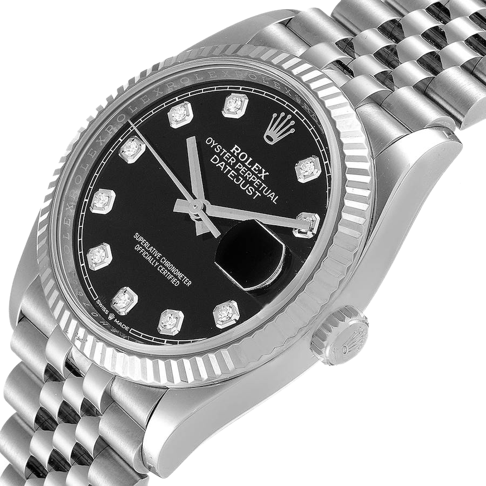 

Rolex Black Diamonds Stainless Steel Datejust 126234 Men's Wristwatch 36 MM