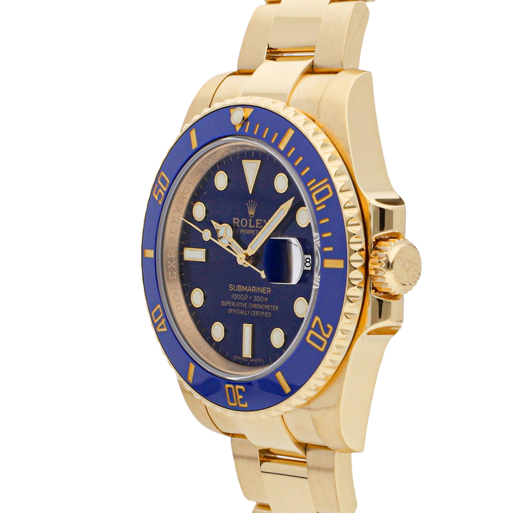 

Rolex Blue 18K Yellow Gold Submariner Date 116618LB Men's Wristwatch 40 MM