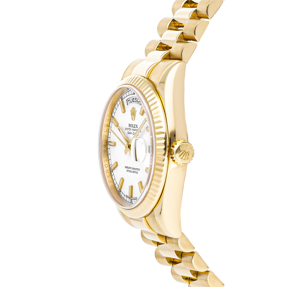 

Rolex Silver 18K Yellow Gold Day-Date 118238 Men's Wristwatch 36 MM