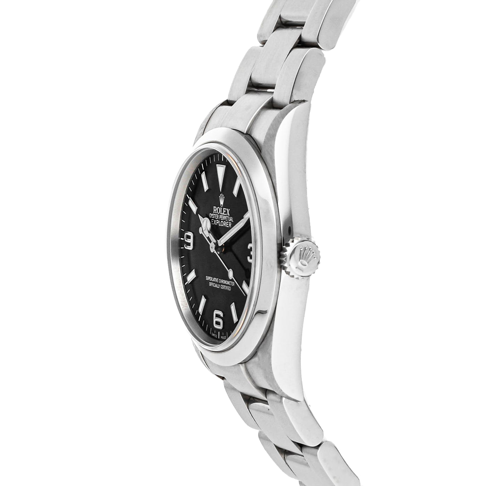 

Rolex Black Stainless Steel Explorer 114270 Men's Wristwatch 36 MM