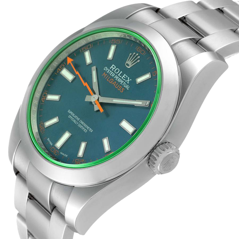 

Rolex Blue Stainless Steel Milgauss 116400GV Men's Wristwatch 40 MM