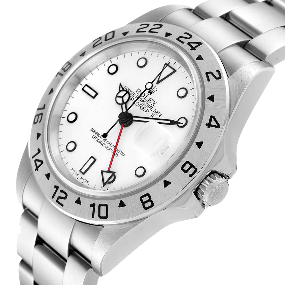

Rolex White Stainless Steel Explorer II 16570 Men's Wristwatch 40 MM