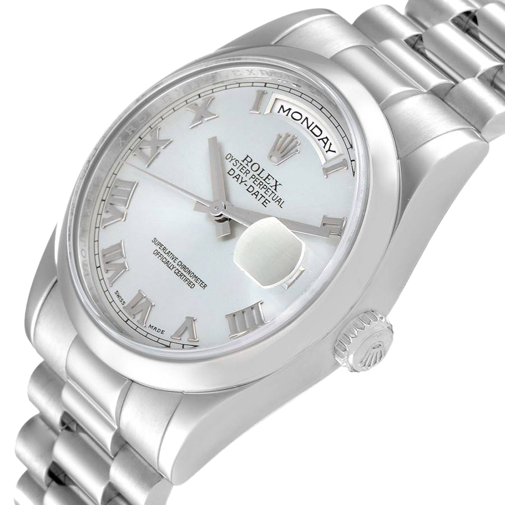 

Rolex Blue Platinum President Day-Date 118206 Men's Wristwatch 36 MM