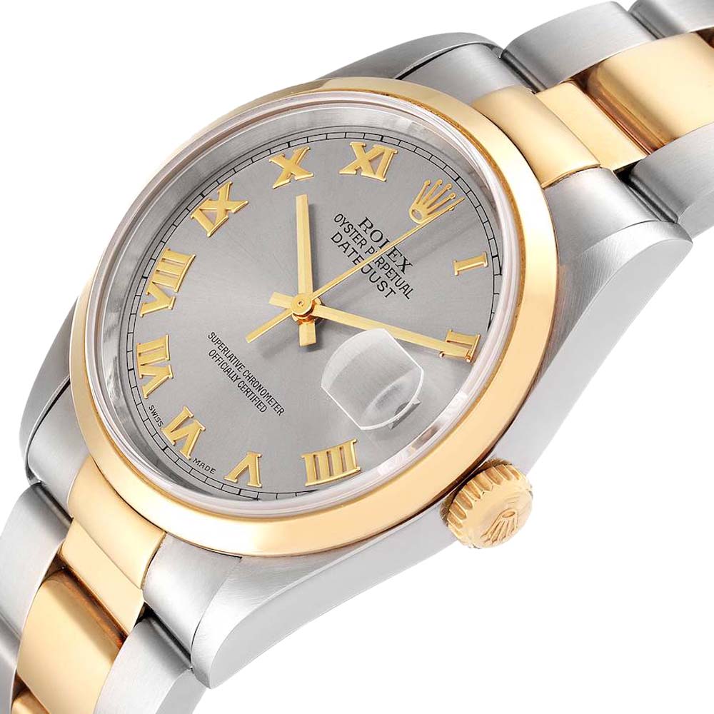 

Rolex Grey 18K Yellow Gold And Stainless Steel Datejust 16203 Men's Wristwatch 36 MM