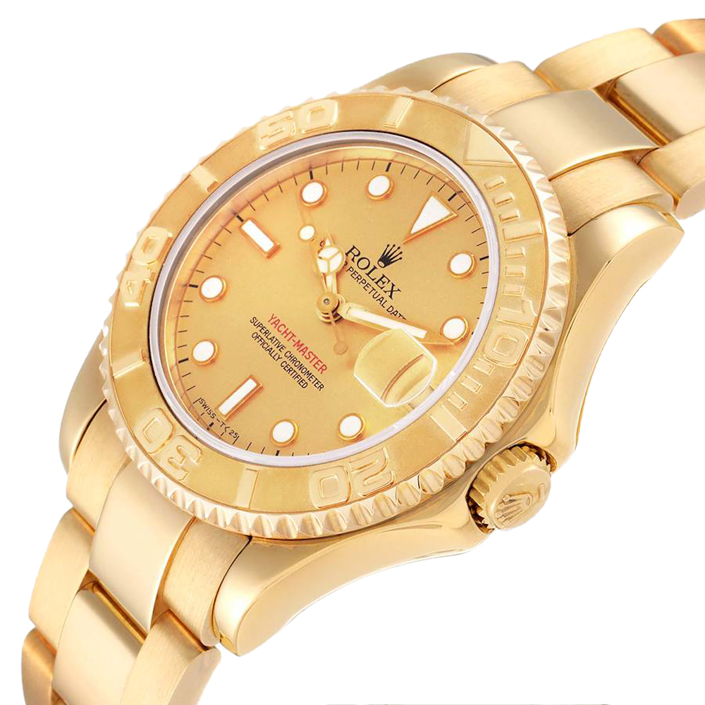 

Rolex Champagne 18K Yellow Gold Yachtmaster 68628 Men's Wristwatch 35 MM