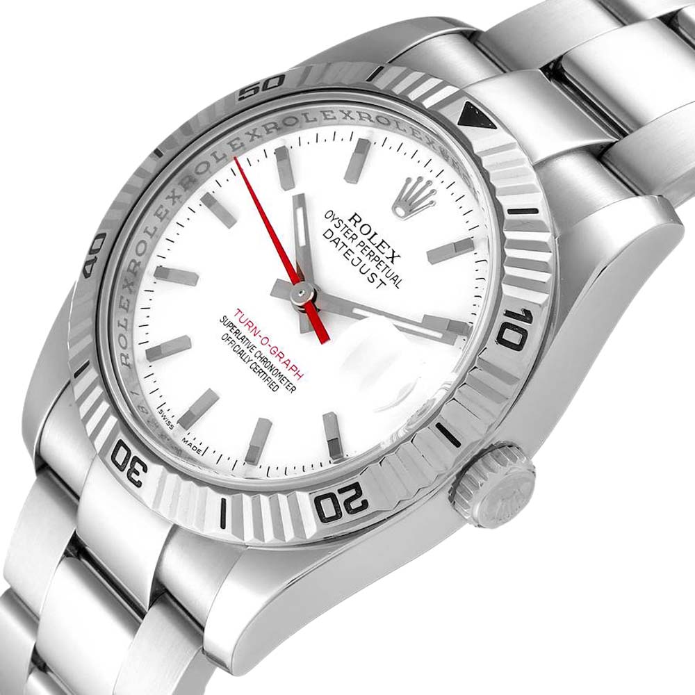

Rolex White Stainless Steel Turnograph 116264 Men's Wristwatch 36 MM