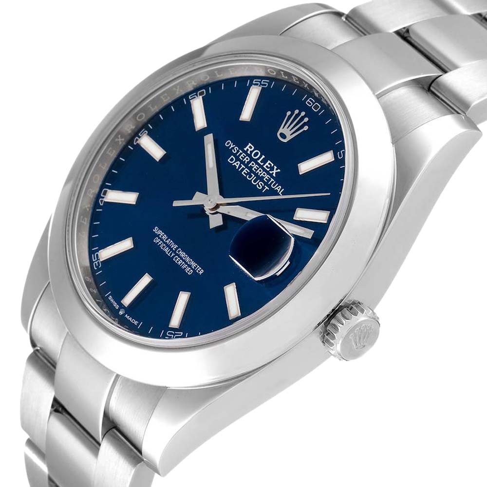 

Rolex Blue Stainless Steel Datejust 126300 Men's Wristwatch 41 MM