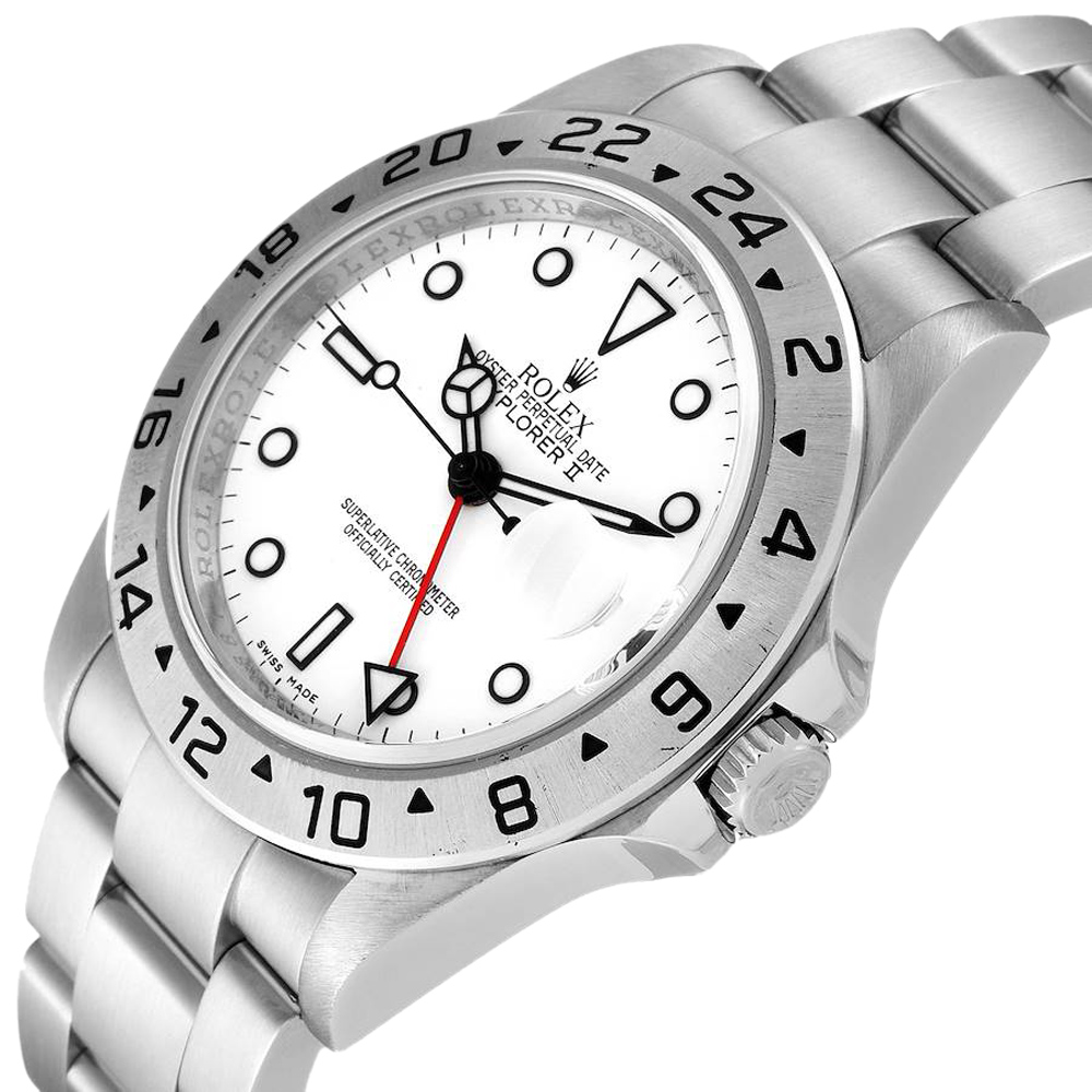 

Rolex White Stainless Steel Explorer II 16570 Automatic Men's Wristwatch 40 MM