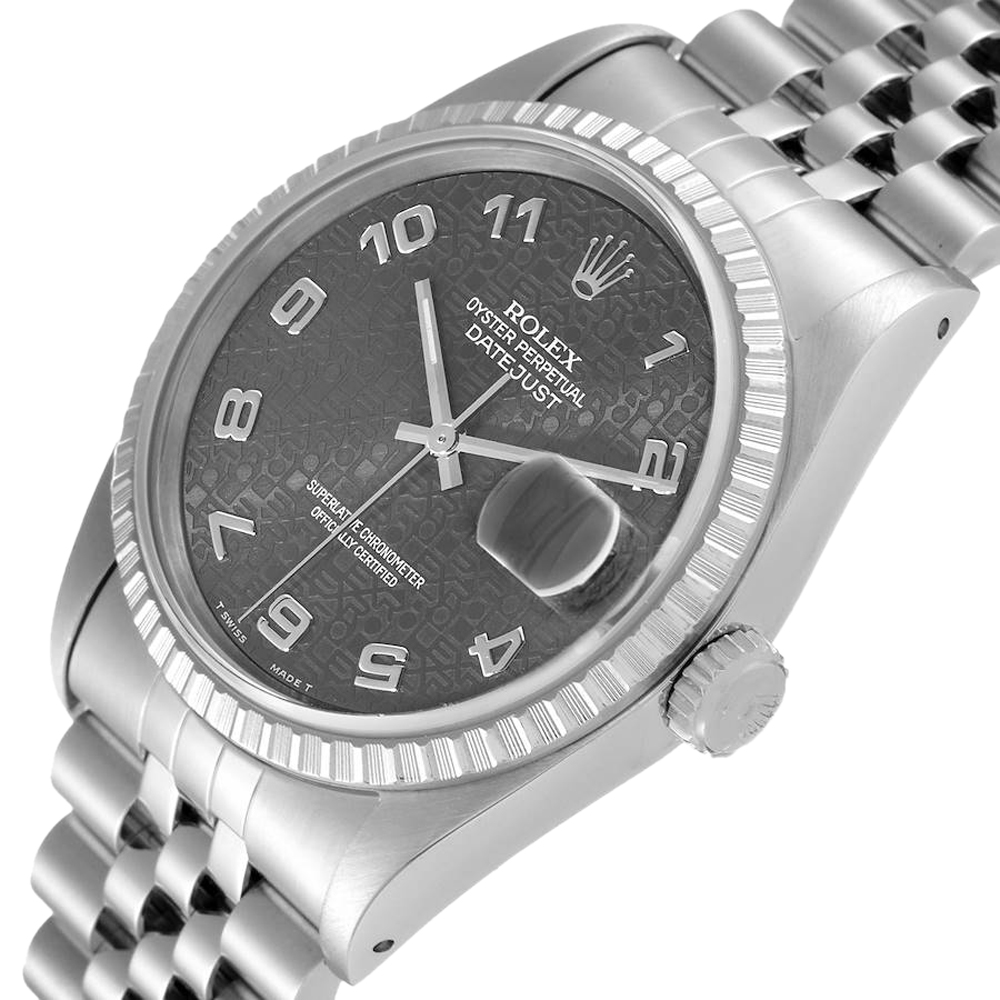 

Rolex Grey Stainless Steel Datejust 16220 Men's Wristwatch 36 MM