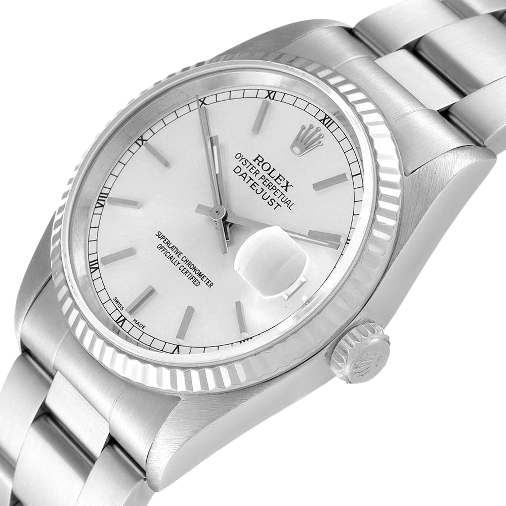 

Rolex Silver Stainless Steel Datejust 16234 Men's Wristwatch 36 MM