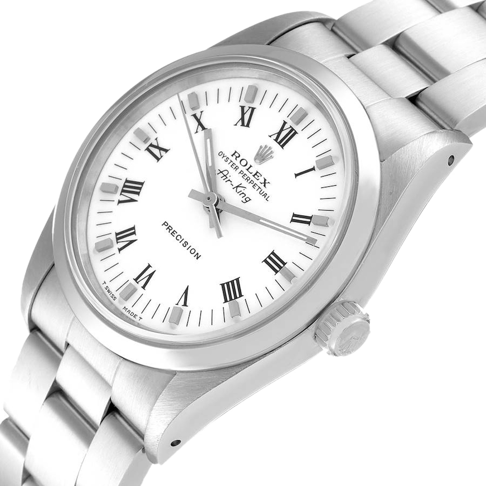

Rolex White Stainless Steel Air King 14000 Men's Wristwatch 34 MM