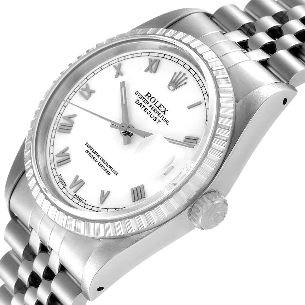 

Rolex White Stainless Steel Datejust 16220 Men's Wristwatch 36 MM