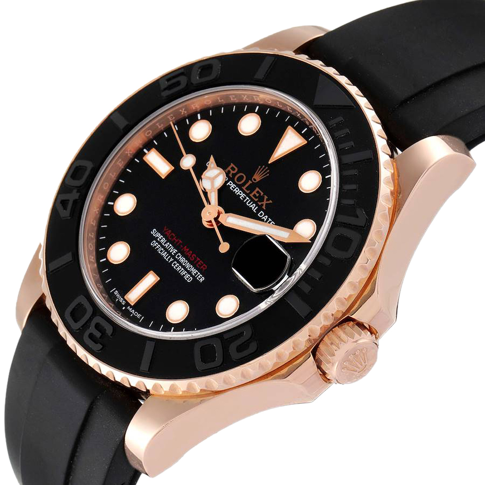 

Rolex Black 18K Rose Gold Yachtmaster 268655 Men's Wristwatch 37 MM