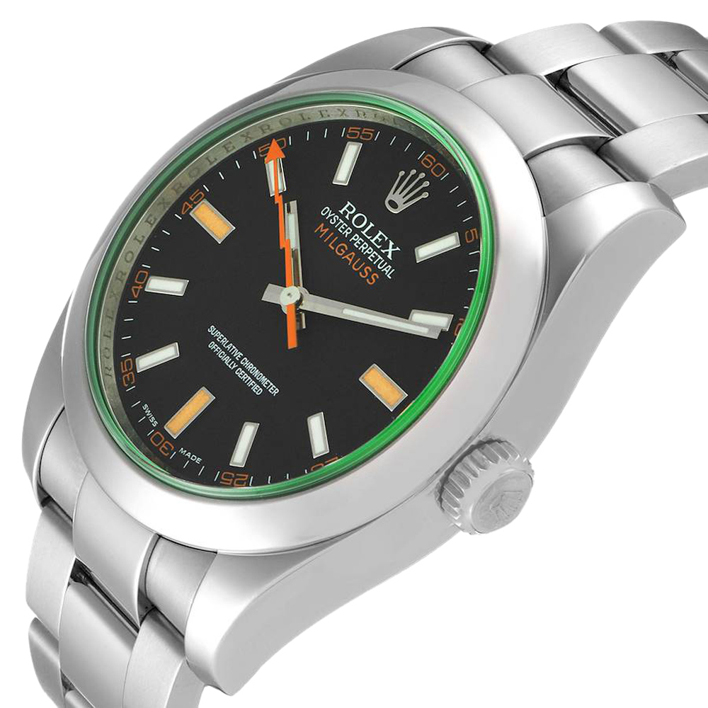 

Rolex Black Stainless Steel Milgauss 116400 Men's Wristwatch 40 MM